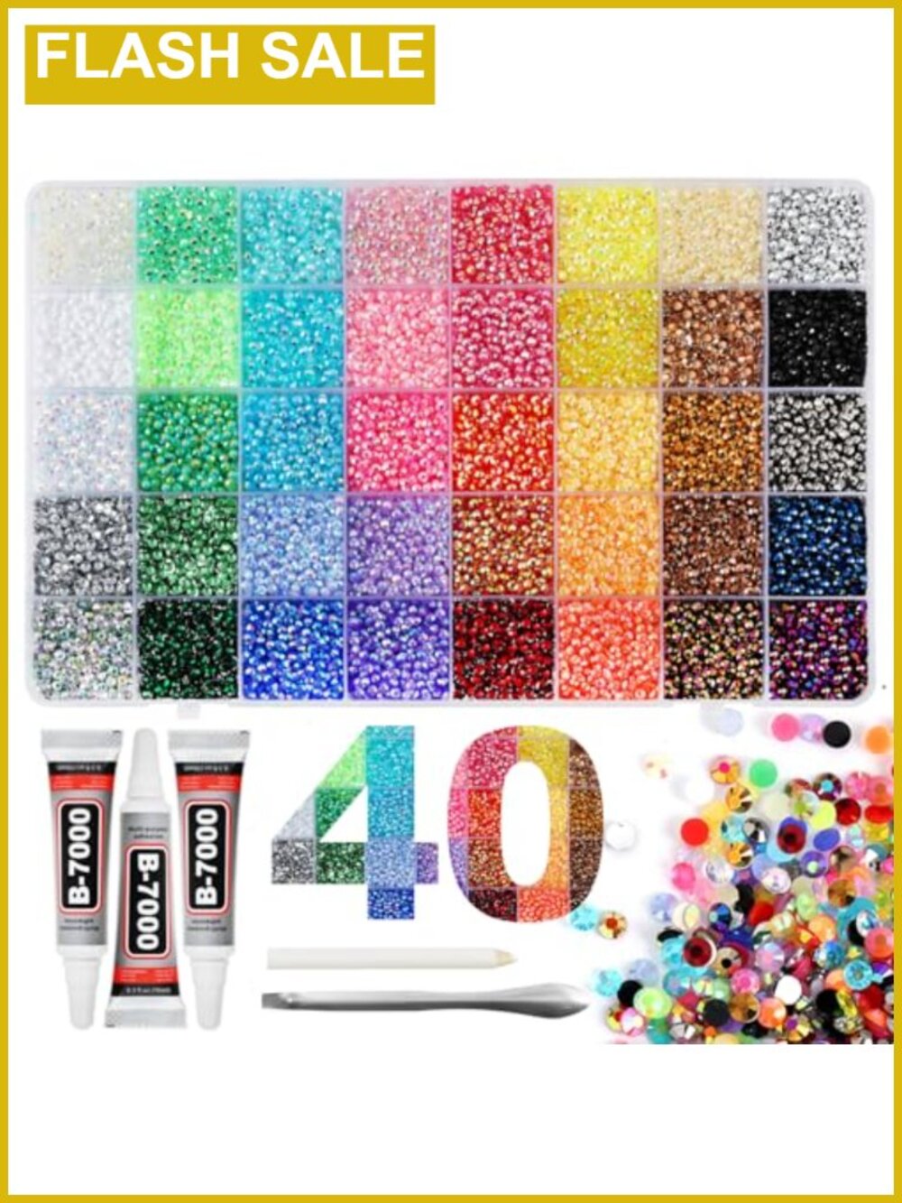 Resin Rhinestones 50,000 Pcs 3mm Flatback Gems 40 Colors Craft Kit